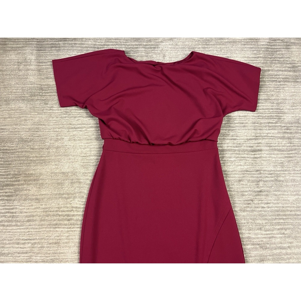 Kensie Dress Womens 14 Red Short Sleeve Midi Polyester Blend Casual Tie - Picture 3 of 13